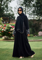 Hijabi.Pk Black Sleeves Embroidery Abaya | The Classic Edits